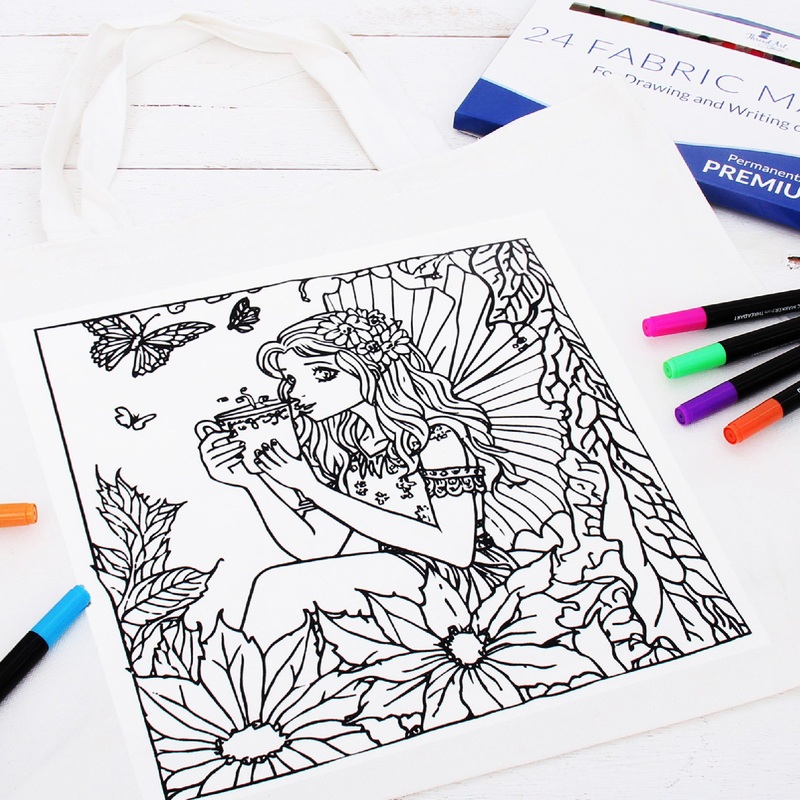 Color Your Own Tote Bag – Tea Fairy Design (Without Markers)