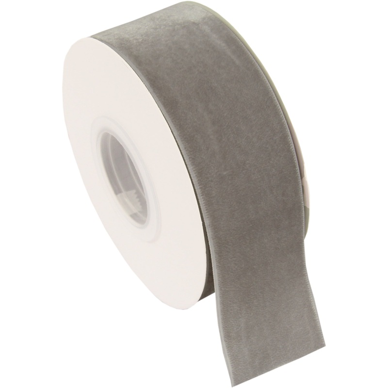 Silver Velvet Ribbon –  1 1/2″ Wide Roll – 5 Yards