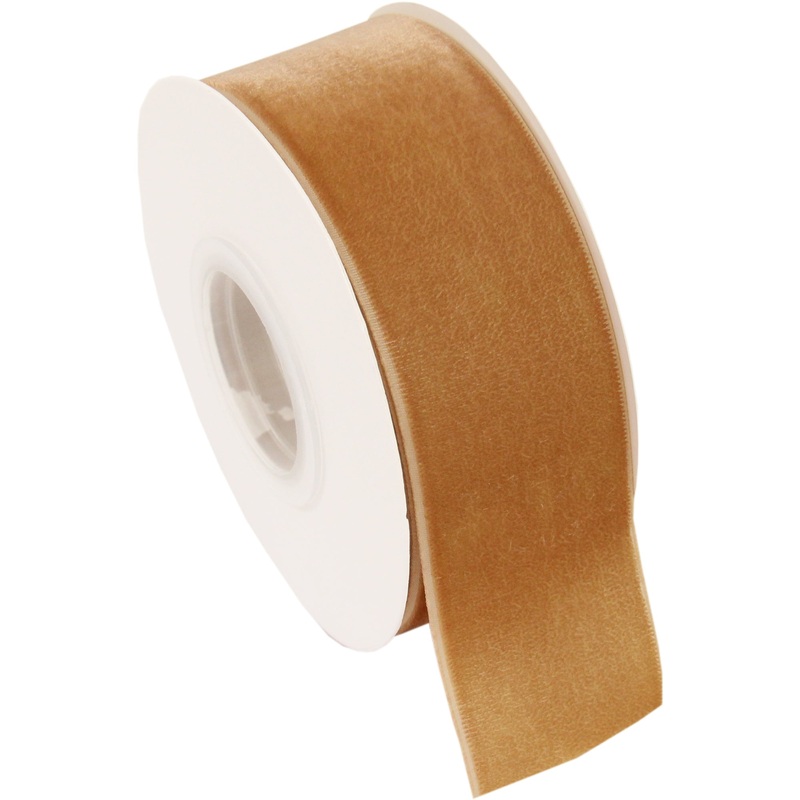 Tan Velvet Ribbon –  1 1/2″ Wide Roll – 5 Yards