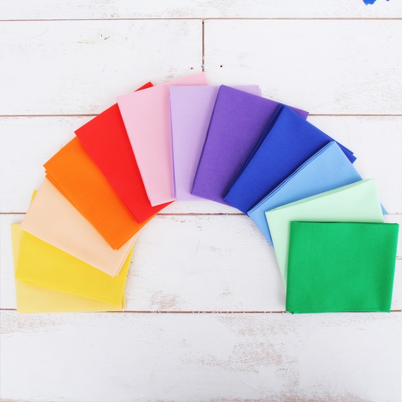Twelve Fat Quarter Bundle – Rainbow & Pastel Solid Colors