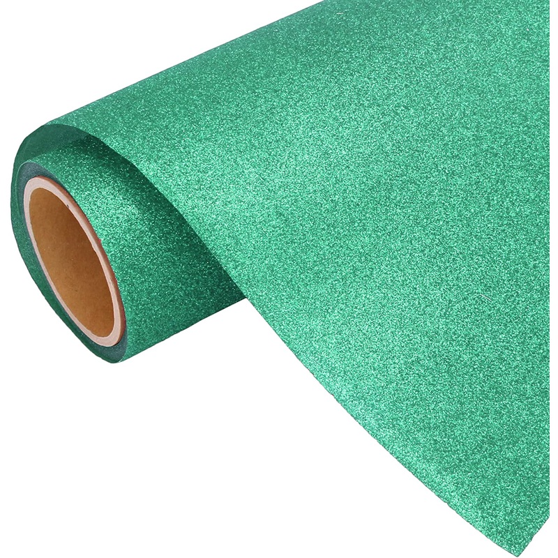 Light Emerald Glitter Iron On Vinyl 20″ Wide Sold By the Yard