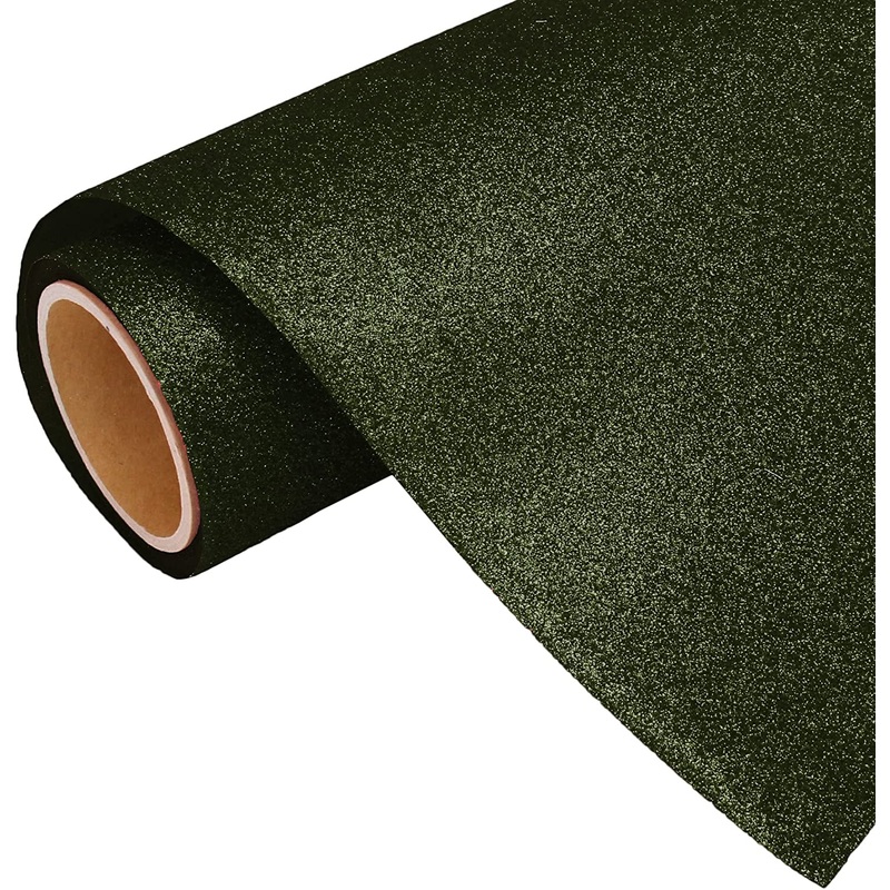 Olive Glitter Iron On Vinyl 20″ Wide Sold By the Yard