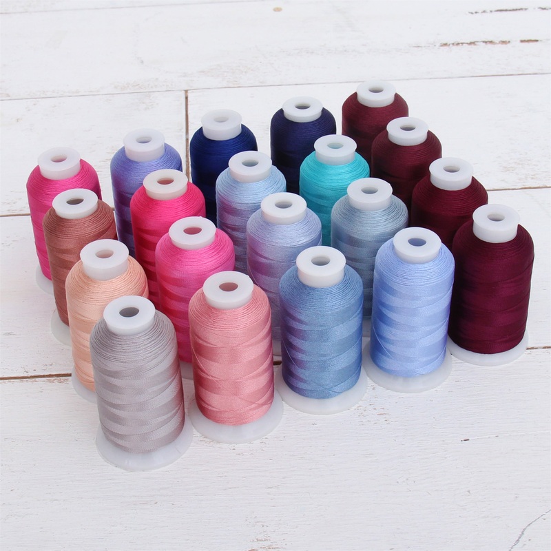 20 Colors of Polyester Embroidery Thread Set  – Pink & Blue Colors