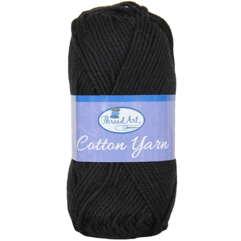 Crochet Cotton Yarn – #4 – Black – 50 gram skeins – 85 yds