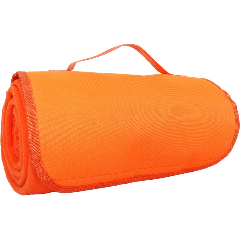 Travel Blanket with Carrying Strap Soft Fleece- Orange