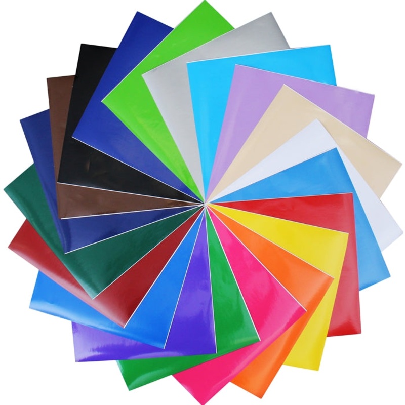 20 Color Premium Self Adhesive Sign Vinyl Film Starter Set – 12″x12″ Sheets