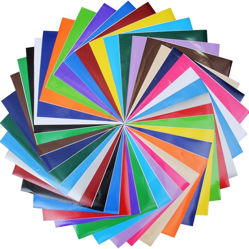 40 Color Premium Self Adhesive Sign Vinyl Film Starter Set – 12″x12″ Sheets