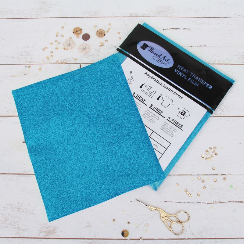 Aqua Glitter Iron On Vinyl – Pack of Heat Transfer Sheets