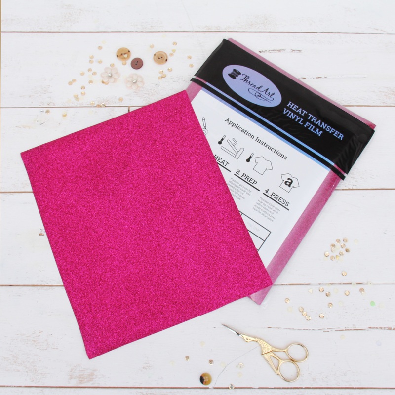 Hot Pink Glitter  Iron On Vinyl – Pack of Heat Transfer Sheets