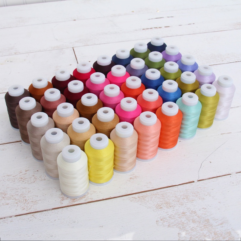 40 Colors Polyester Embroidery Thread Set- 1000M Cones – Set C