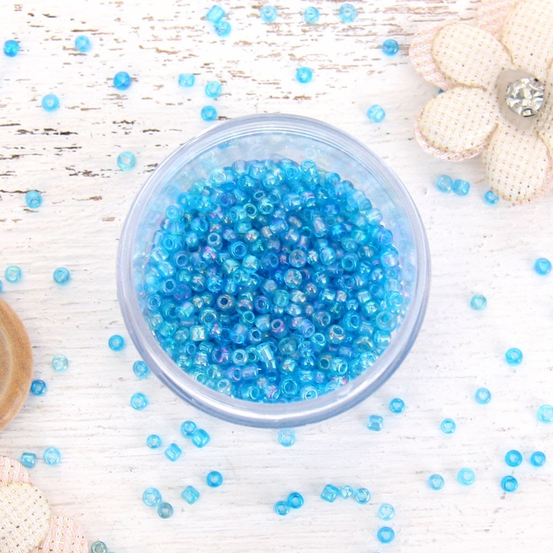Aqua Glass Seed Beads, Size 12, Round