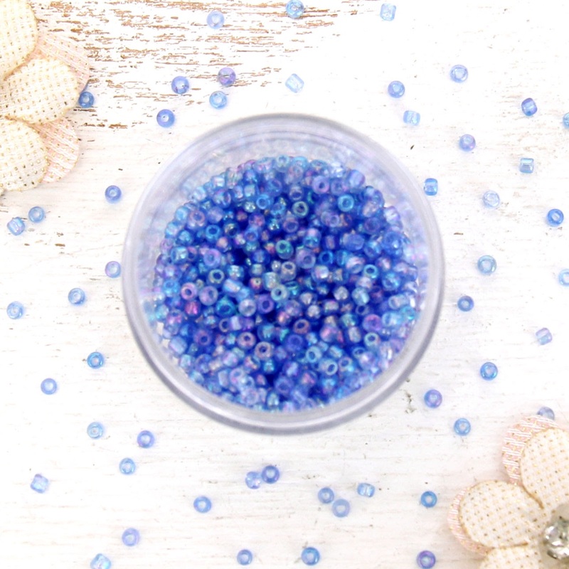 Blue Glass Seed Beads, Size 12, Round