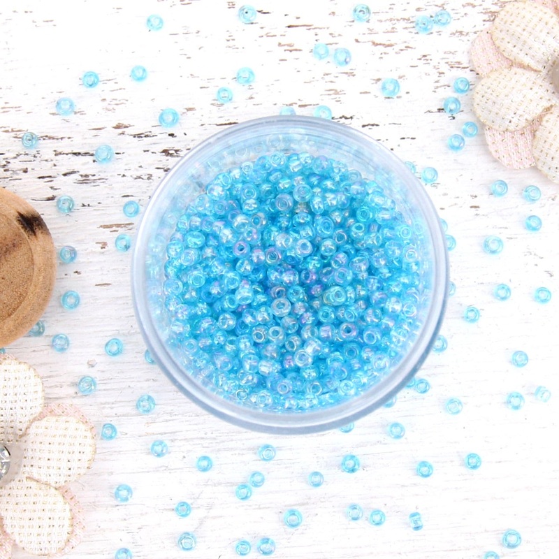 Bright Aqua Glass Seed Beads, Size 12, Round