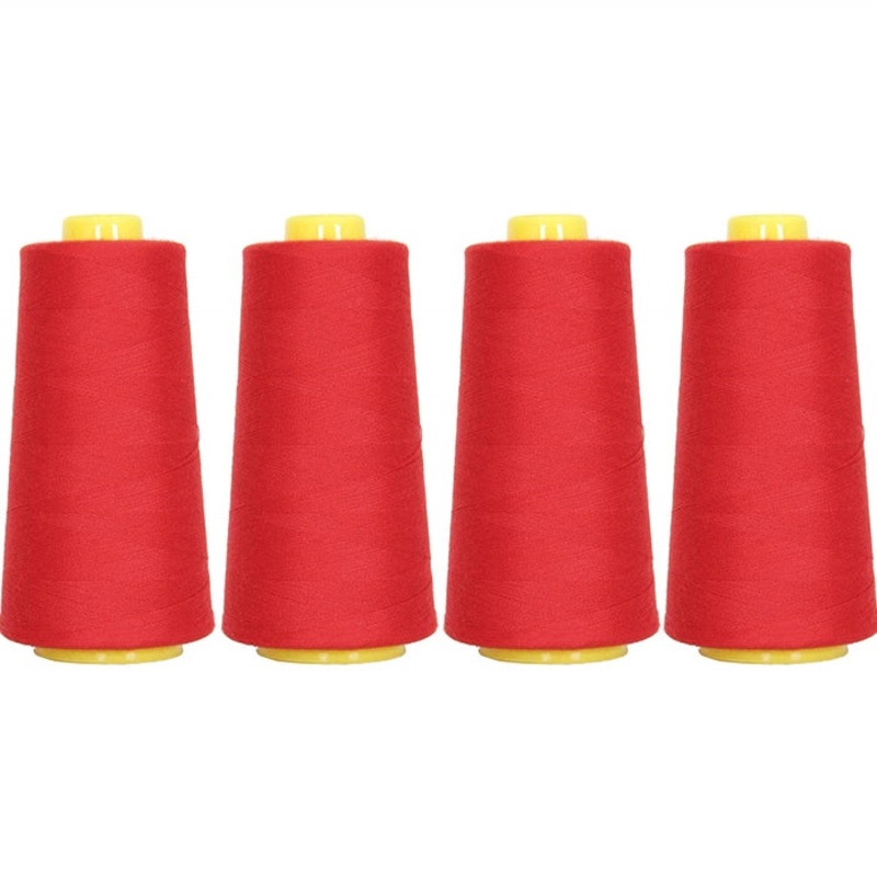 Four Cone Set of Polyester Serger Thread – Christmas Red 148 – 2750 Yards Each