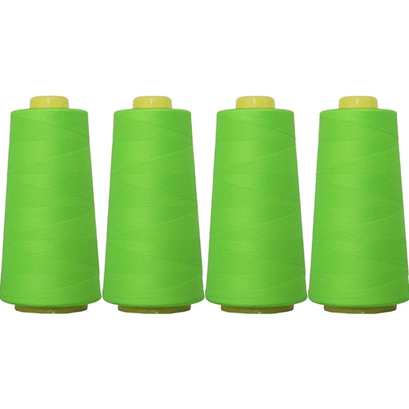 Four Cone Set of Polyester Serger Thread – Neon Green 950 – 2750 Yards Each