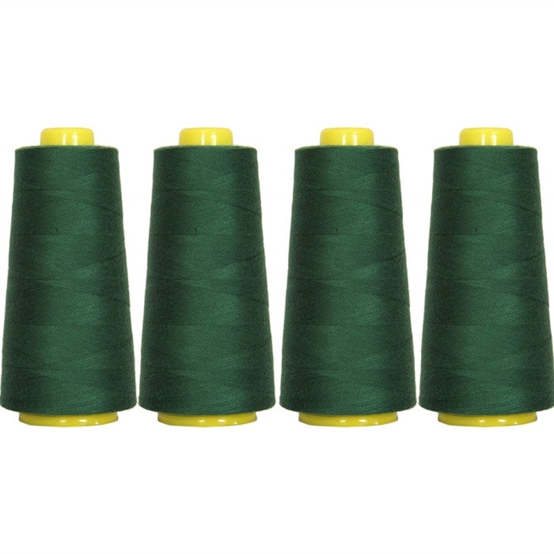 Four Cone Set of Polyester Serger Thread – Pine Green 225 – 2750 Yards Each