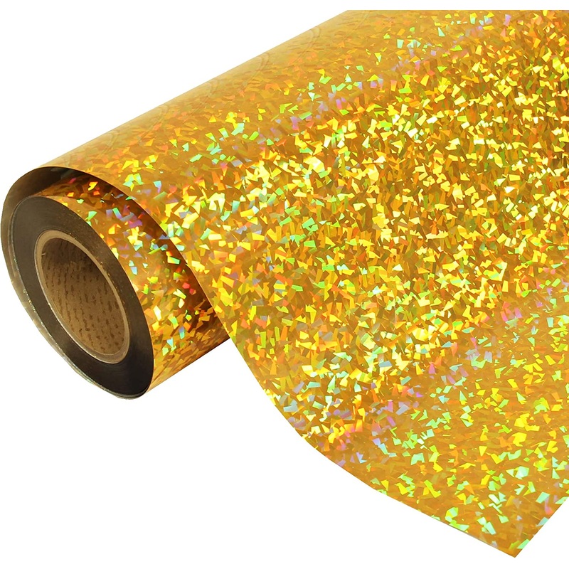 Holographic Crystal Gold 20″ Heat Transfer Vinyl Film By The Yard