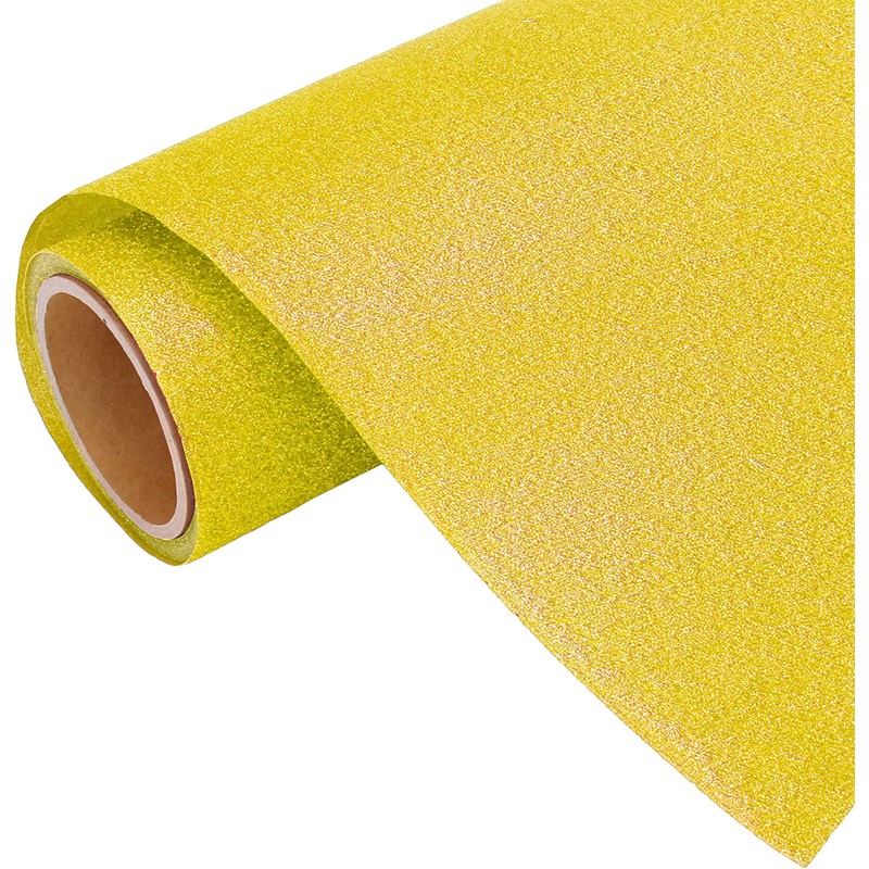 Neon Rainbow Yellow Glitter Iron On Vinyl 20″ Wide Sold By the Yard