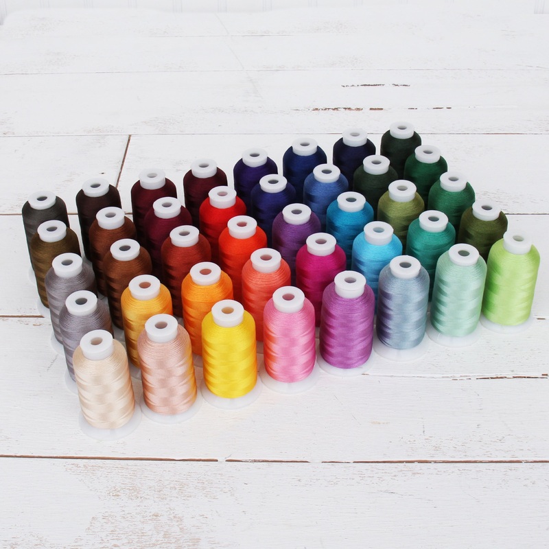 40 Colors Polyester Embroidery Thread Set- 1000M Cones – Set B