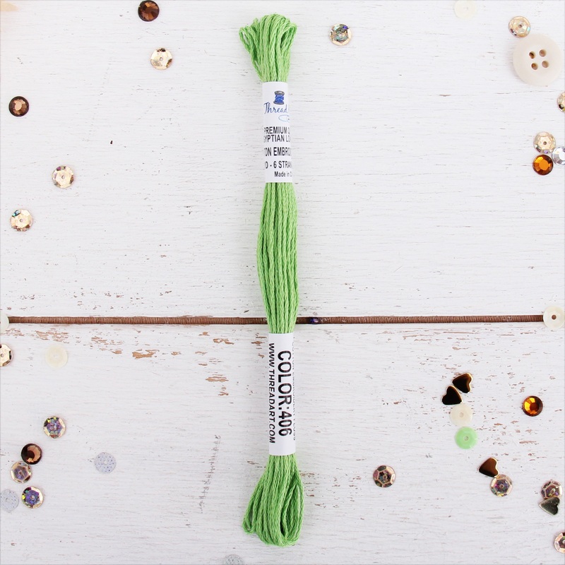 Bright Green Premium Cotton Embroidery Floss – Six Strand Thread – No. 406