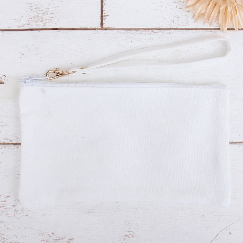 Cotton Canvas Small Wristlet Bag – Ivory