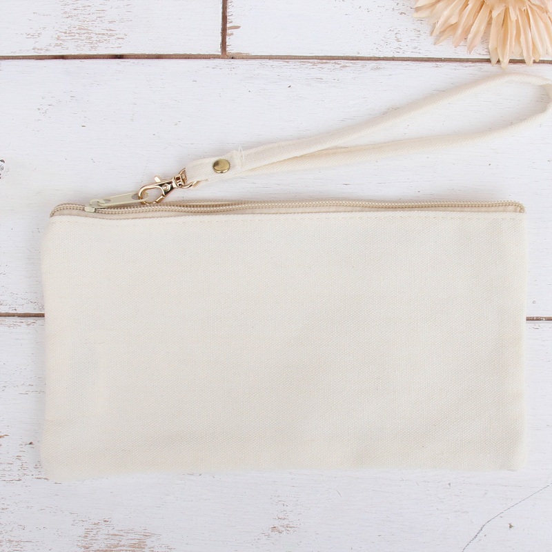 Cotton Canvas Small Wristlet Bag – Natural