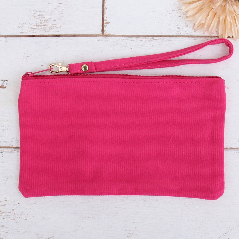 Cotton Canvas Small Wristlet Bag – Pink