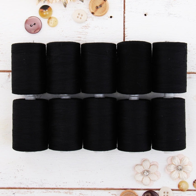 Cotton Quilting Thread Set – 10 Black Spools – 1000 Meters