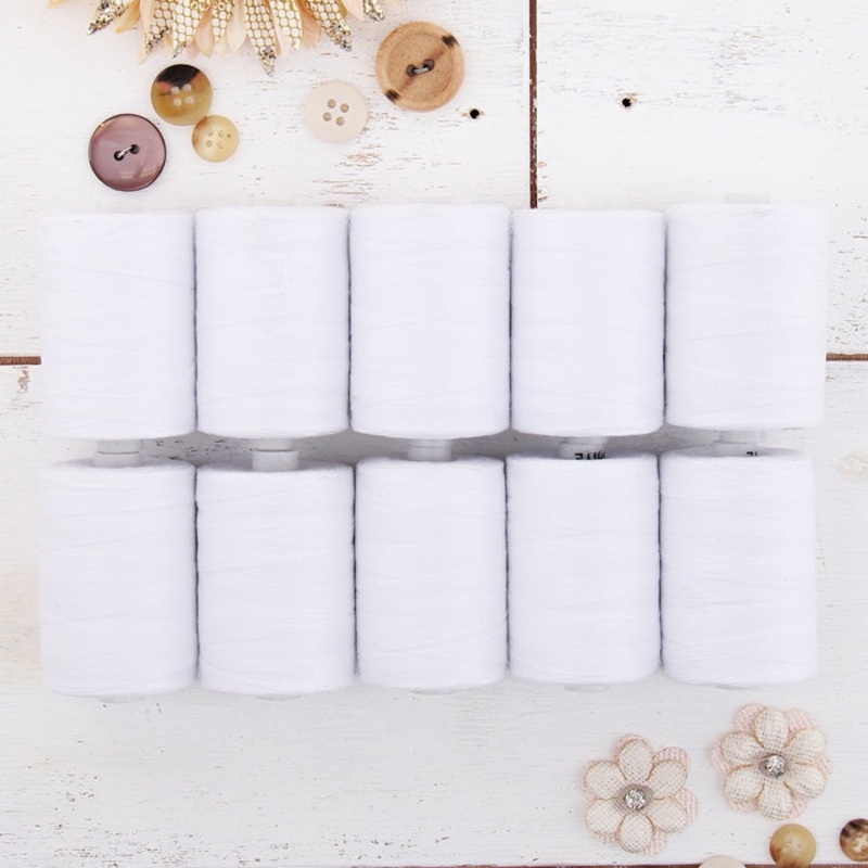 Cotton Quilting Thread Set – 10 White Spools – 1000 Meters