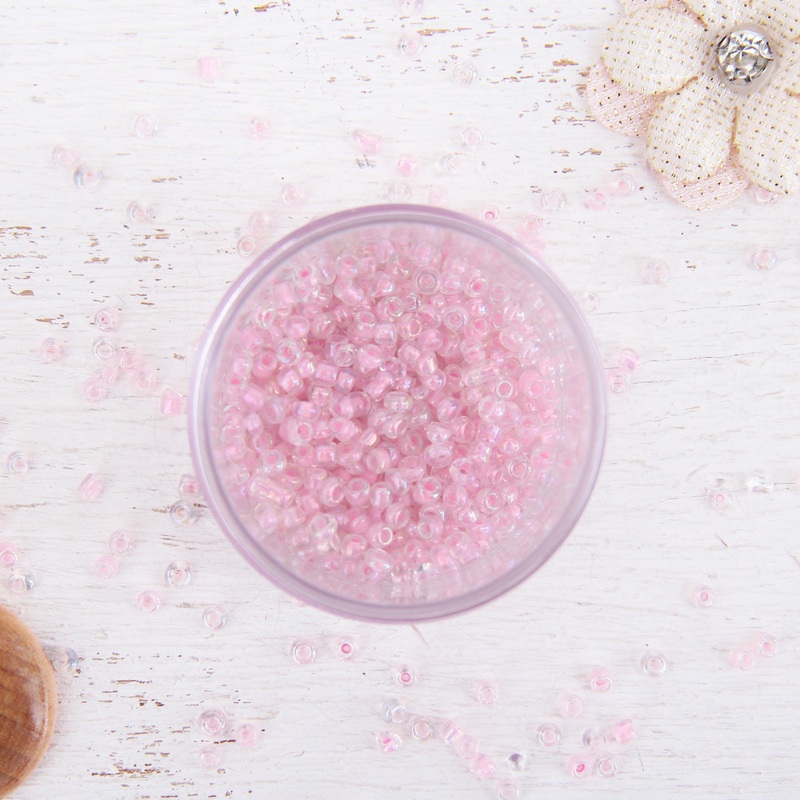 Light Pink Glass Seed Beads, Size 12, Round