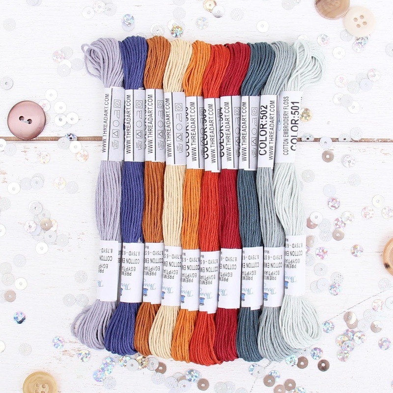 Premium Cotton Embroidery Floss Set in 10 Autumn Harvest Colors – Six Strand Thread