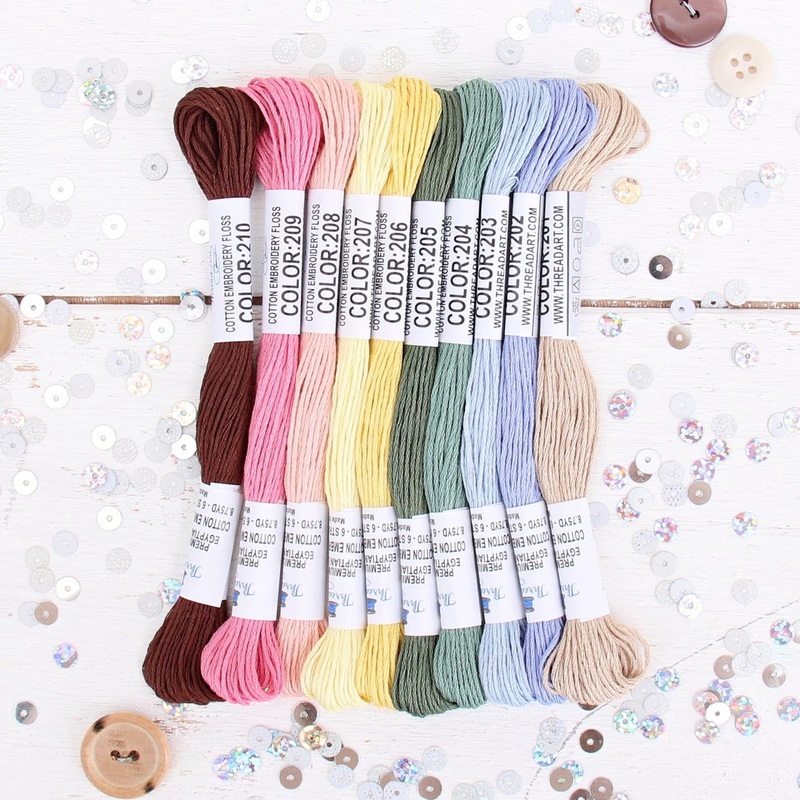 Premium Cotton Embroidery Floss Set in 10 Secret Garden Colors – Six Strand Thread