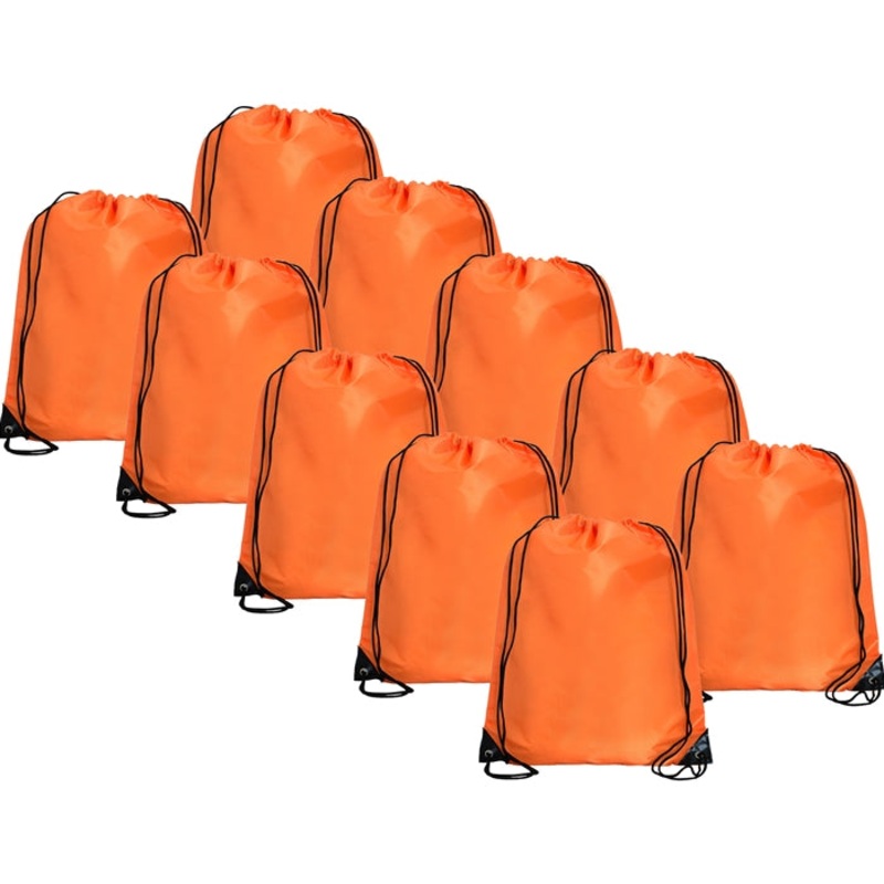 10 Drawstring Tote Bags – Orange