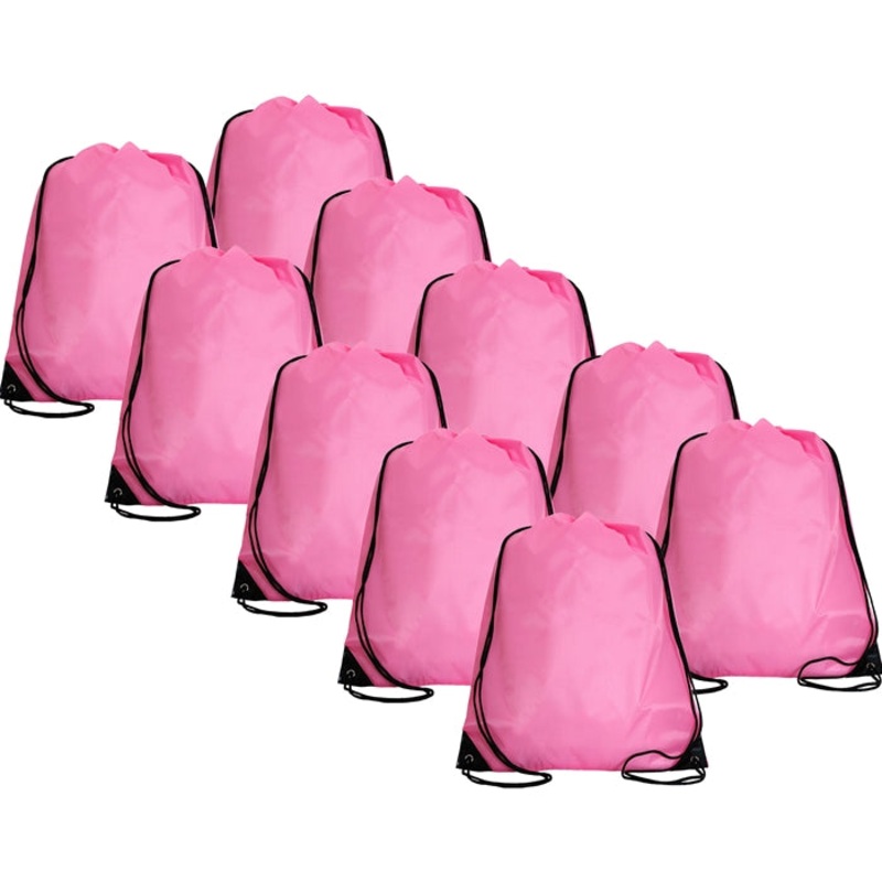 10 Drawstring Tote Bags – Pink