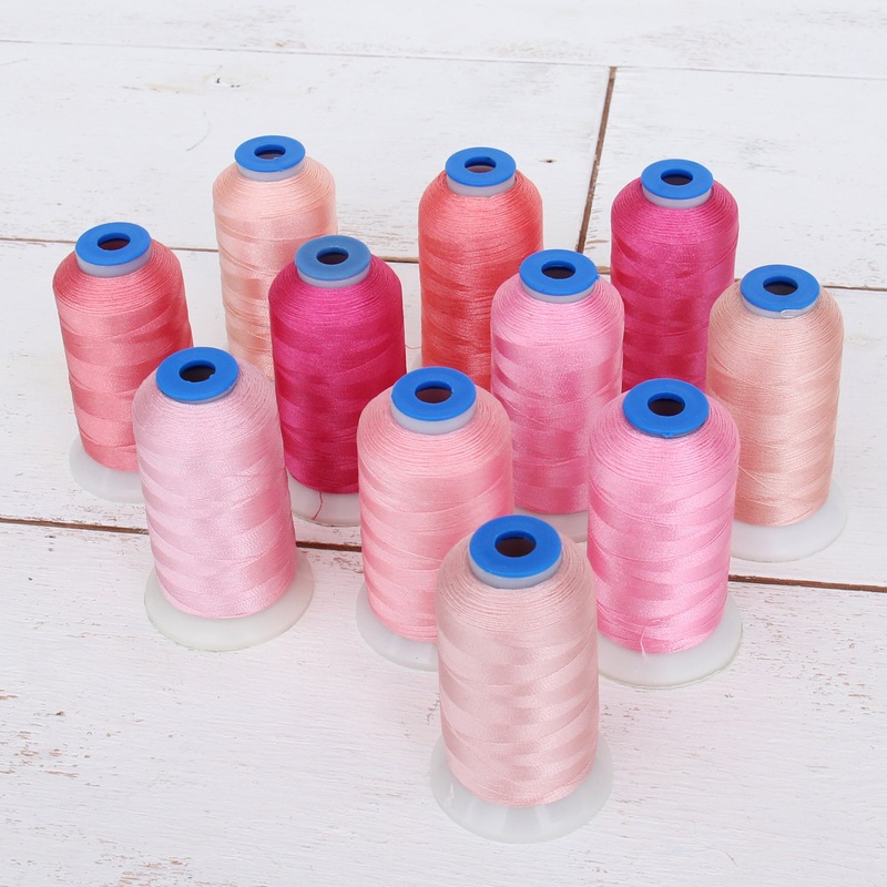 11 Cone Pink Color Builder Polyester Embroidery Thread Set – 1000m Cones – Brilliant Finish
