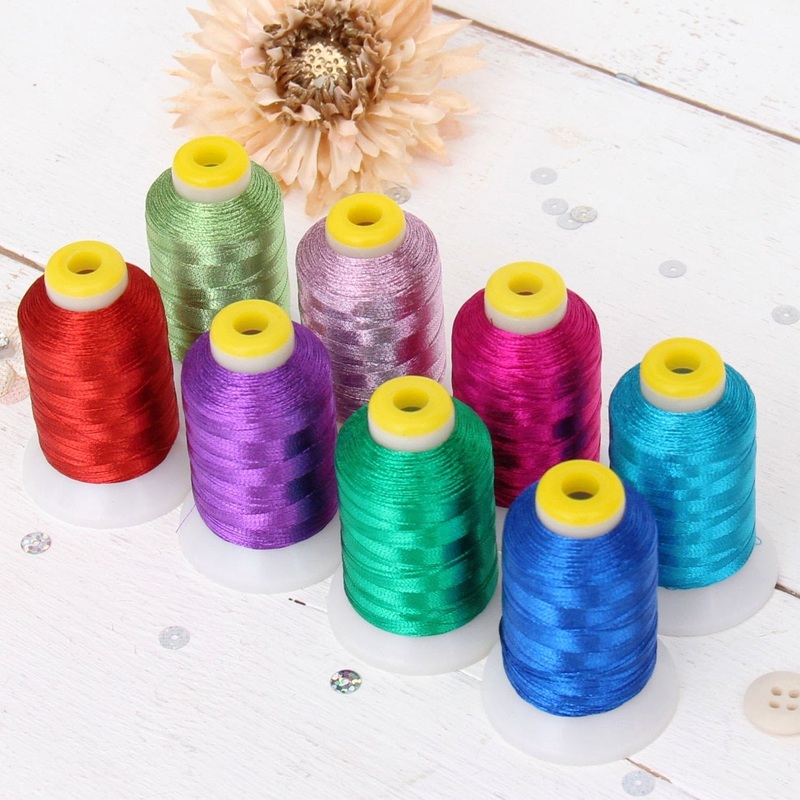 8 Cones of Metallic Thread – 500 Meter Cones – Brights