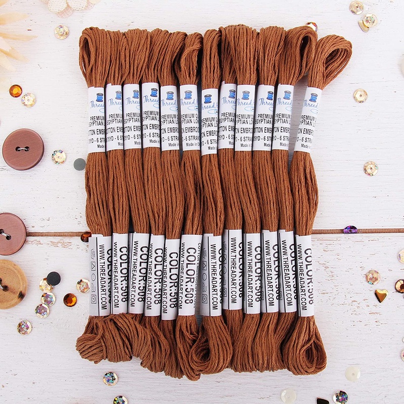 Brown Premium Cotton Embroidery Floss – Box of 12 – Six Strand Thread – No. 508