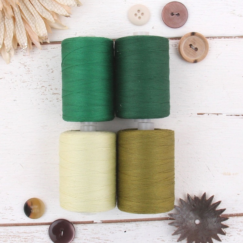 Cotton Quilting Thread Set – 4 Green Tones – 1000 Meters