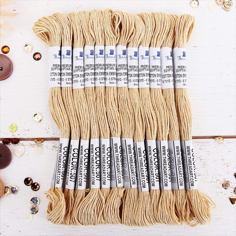Cream Premium Cotton Embroidery Floss – Box of 12 – Six Strand Thread – No. 507