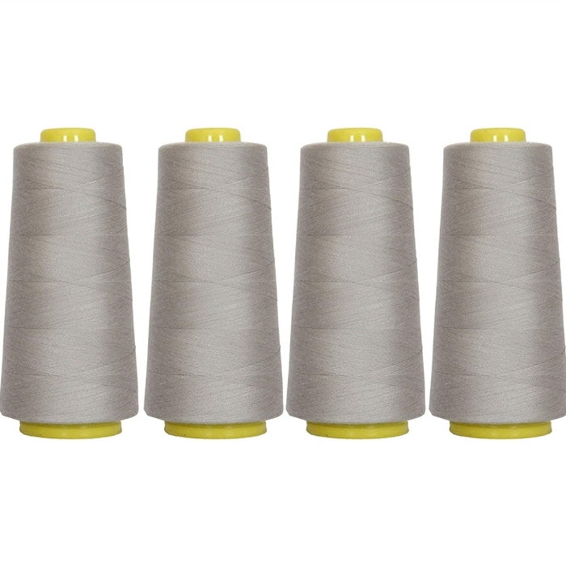 Four Cone Set of Polyester Serger Thread – Grey 427 – 2750 Yards Each