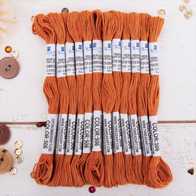 Golden Brown Premium Cotton Embroidery Floss – Box of 12 – Six Strand Thread – No. 506