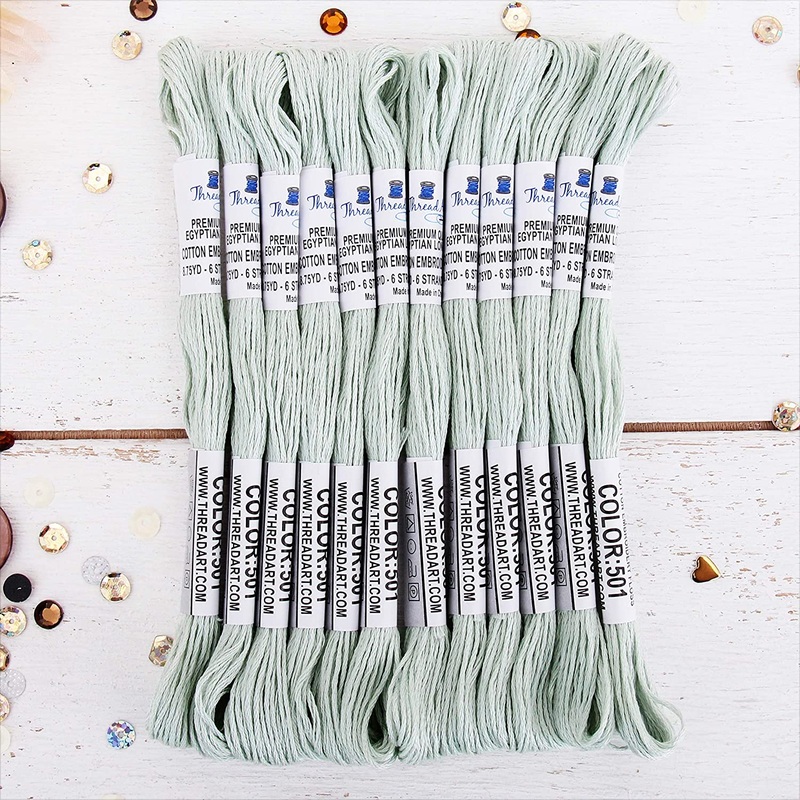Light Antique Grey Premium Cotton Embroidery Floss – Box of 12 – Six Strand Thread – No. 501