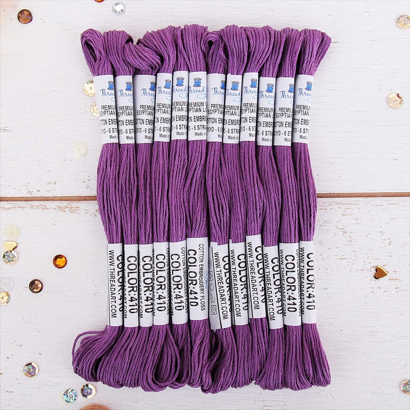 Purple Premium Cotton Embroidery Floss – Box of 12 – Six Strand Thread – No. 410