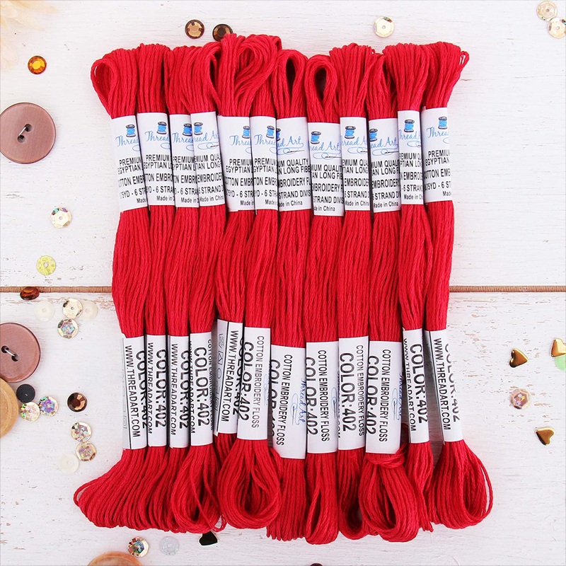 Red Premium Cotton Embroidery Floss – Box of 12 – Six Strand Thread – No. 402