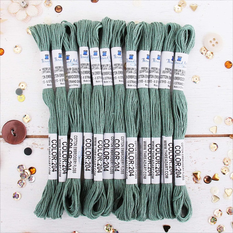 Sea Green Premium Cotton Embroidery Floss – Box of 12 – Six Strand Thread – No. 204