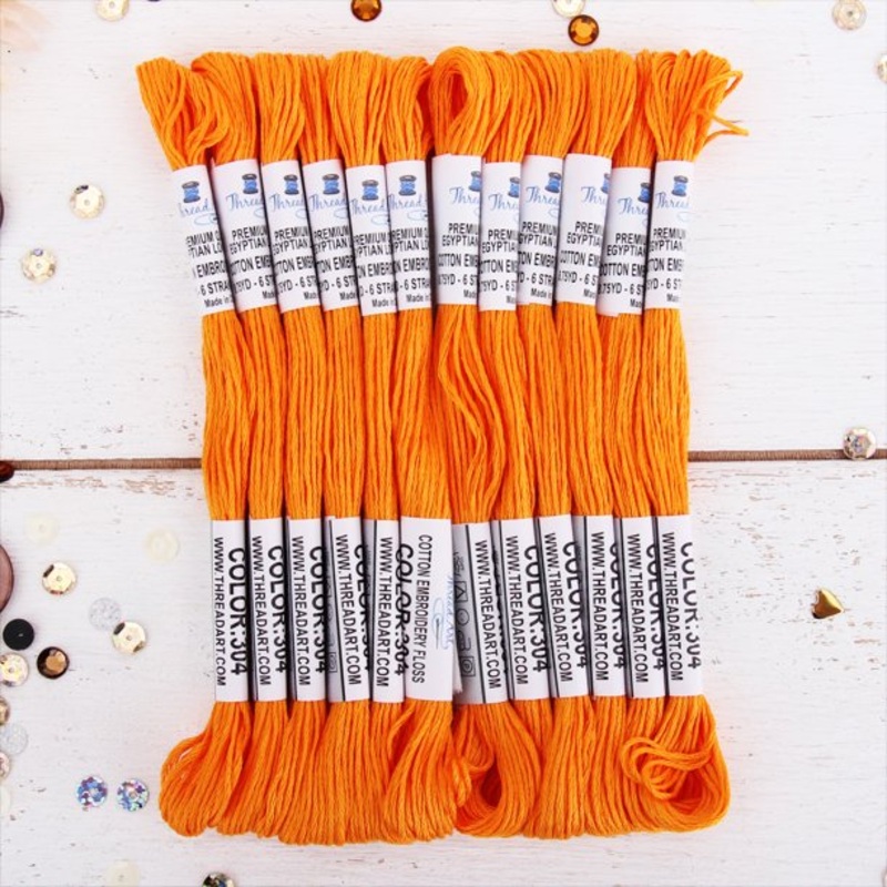 Tangerine Premium Cotton Embroidery Floss – Box of 12 – Six Strand Thread – No. 304