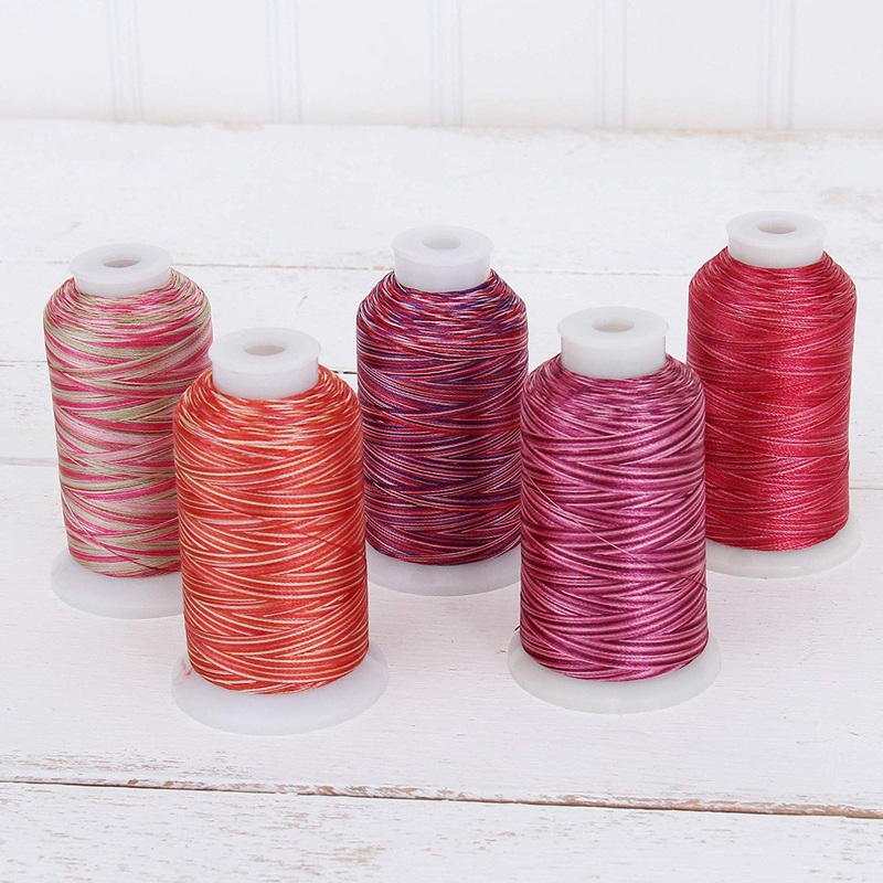 Variegated Multicolor Polyester Embroidery Thread Set – 5 Red Shades