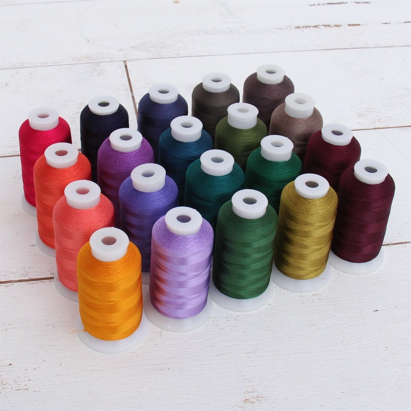 20 Colors of Polyester Embroidery Thread Set – Dark Colors