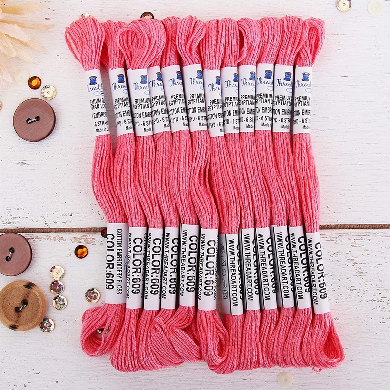 Bright Pink Premium Cotton Embroidery Floss – Box of 12 – Six Strand Thread – No. 609