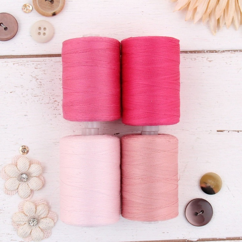 Cotton Quilting Thread Set – 4 Pink Tones – 1000 Meters